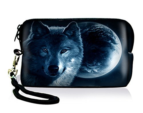 AUPET Wolf Design Digital Camera Case Bag Pouch Coin Purse with Strap For Sony Samsung Nikon Canon Kodak