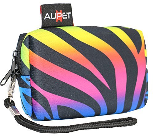 AUPET Zebra Print Design Digital Camera Case Bag Pouch Coin Purse with Strap For Sony Samsung Nikon Canon Kodak