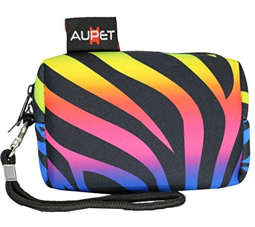AUPET Zebra Print Design Digital Camera Case Bag Pouch Coin Purse with Strap For Sony Samsung Nikon Canon Kodak