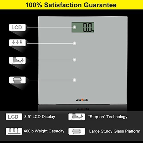 Accuweight Digital Bathroom Weight Scale with 400lb/180kg Body Weighing Scale 