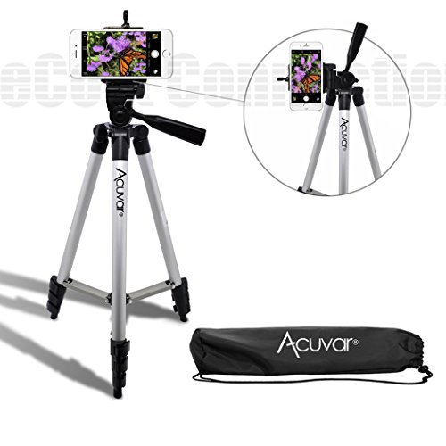 Acuvar 50\" Inch Aluminum Camera Tripod and Universal Smartphone Mount