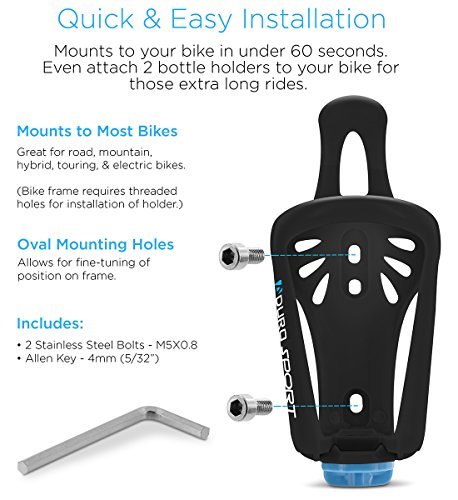 Aduro Sport Bicycle Water Bottle Holder - Cycle H2O Universal Bike Bottle Cage for Outdoor Activities, Expandable Base, Lightweight, Durable, Easy Installation