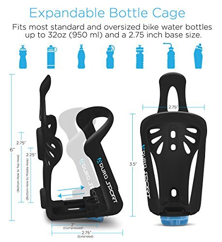 Aduro Sport Bicycle Water Bottle Holder - Cycle H2O Universal Bike Bottle Cage for Outdoor Activities, Expandable Base, Lightweight, Durable, Easy Installation