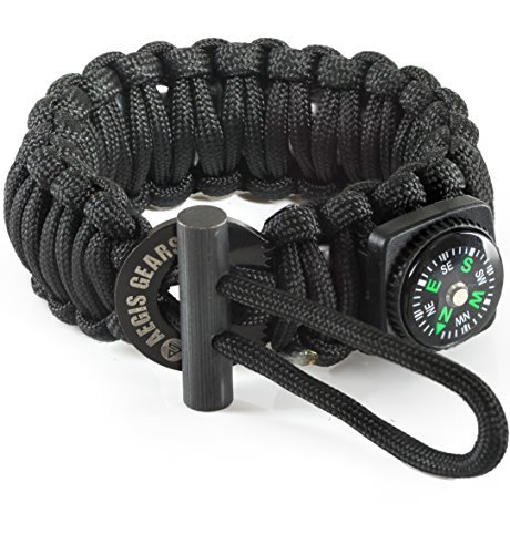 AegisGears Paracord Bracelet S-Series with Outdoor Survival Gear Kit - Fire Starter, Compass