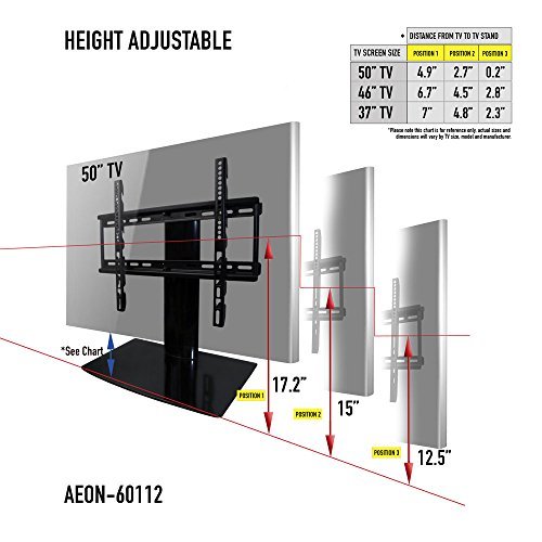 Aeon Stands and Mounts Small TV Stand with Swivel and Height Adjustment for 23 to 50-Inch TVs