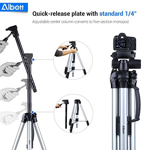 Albott 70" Travel Portable DSLR Camera Tripod Monopod Flexible Head for Canon Nikon with Carry Bag