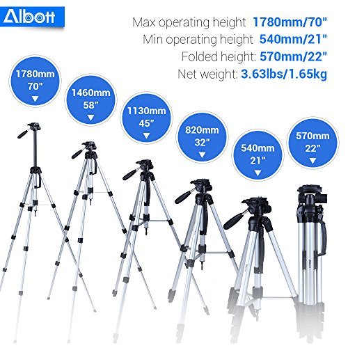 Albott 70" Travel Portable DSLR Camera Tripod Monopod Flexible Head for Canon Nikon with Carry Bag