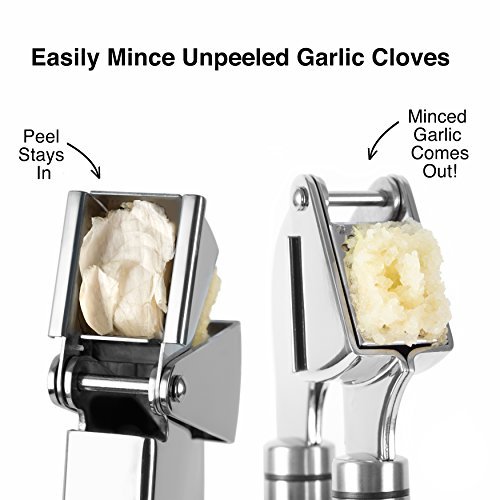 Alpha Grillers Garlic Press and Peeler Set. Stainless Steel Mincer and Silicone Tube Roller