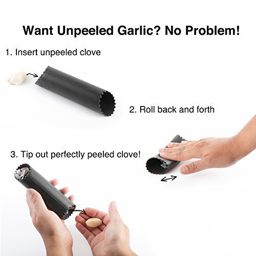 Alpha Grillers Garlic Press and Peeler Set. Stainless Steel Mincer and Silicone Tube Roller