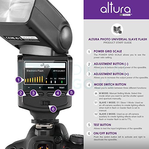 Altura Photo AP-UNV1 Bundle – DSLR Camera Flash Speedlite for Canon Nikon
