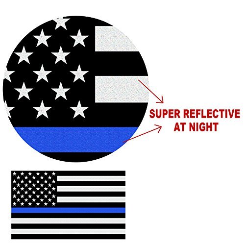 American Flag Decal Packs with Thin Blue Line for Cars & Trucks, TyhoTech Reflective 3-PACK 4.5 x 2.5 inch USA Flag Vinyl Decal Sticker and 1-PACK US Angel's Wing Sticke Vinyl Window Bumper Tape