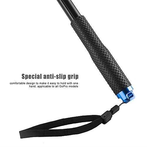 Amobios 12-37 Inches Waterproof Telescoping Extendable Selfie Stick Rust-Preventing and Anti-reflective Pole for GoPro Cameras