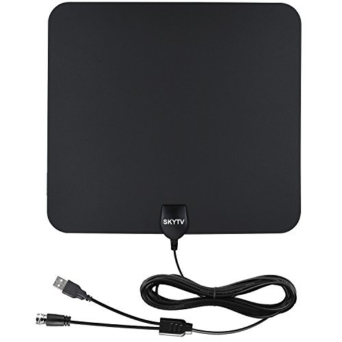 Amplified HDTV Antenna-SKYTV 50 Miles Range Digtial HD Antennas with 13.2ft long copper coaxial cable -Black