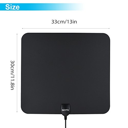 Amplified HDTV Antenna-SKYTV 50 Miles Range Digtial HD Antennas with 13.2ft long copper coaxial cable -Black