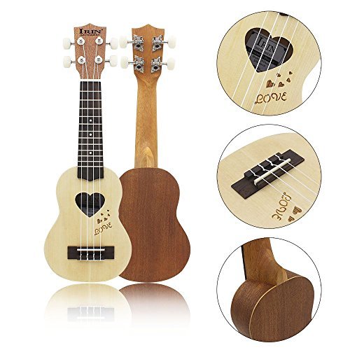 Andoer 17" Mini Ukelele Ukulele Spruce/Sapele Top Rosewood Fretboard Stringed Instrument 4 Strings with Gig Bag (1)