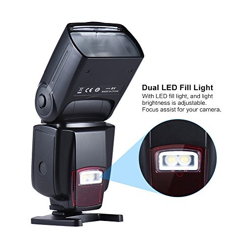 Andoer AD-560II Flash Speedlite for DSLR On-camera GN50 W/ Adjustable LED Fill Light for Canon Nikon Olympus Pentax DSLR Cameras