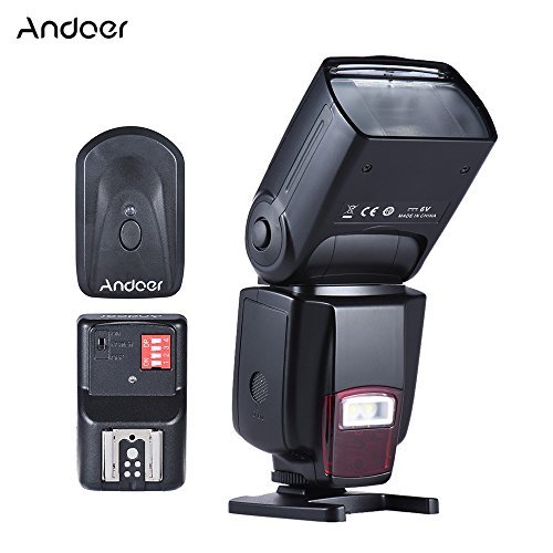 Andoer AD-560II GN50 On-camera Flash Speedlite with 16 Channels Radio Wireless Remote Flash Trigger W/ Adjustable LED Fill Light for Canon Nikon Olympus Pentax DSLR Cameras