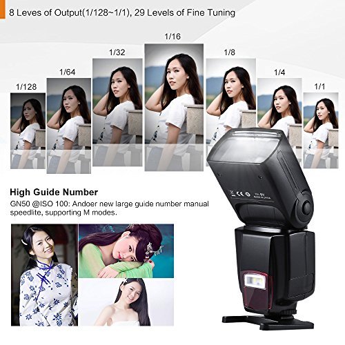 Andoer AD-560II GN50 On-camera Flash Speedlite with 16 Channels Radio Wireless Remote Flash Trigger W/ Adjustable LED Fill Light for Canon Nikon Olympus Pentax DSLR Cameras