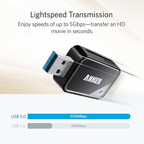 Anker 8-in-1 USB 3.0 Portable Card Reader for SDXC, SDHC, SD, MMC, RS-MMC, Micro SDXC, Micro SD, Micro SDHC Card and UHS-I Cards