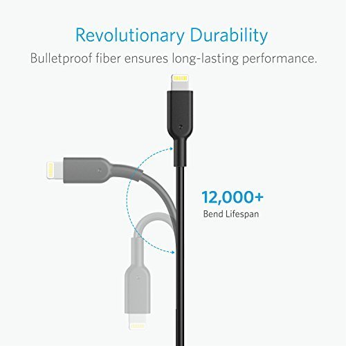 Anker PowerLine II Lightning Cable (3ft), Probably The World's Most Durable Cable, MFi Certified for iPhone 7 / 7 Plus / 6 / 6 Plus / 5S (Black)