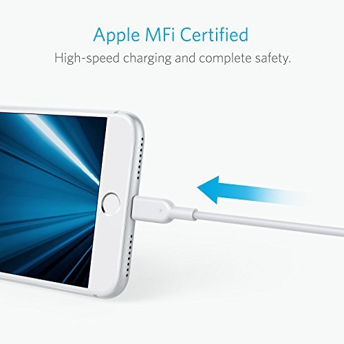 Anker PowerLine II Lightning Cable (6ft), Probably The World's Most Durable Cable, MFi Certified for iPhone 7 / 7 Plus / 6 / 6 Plus / 5S (White)