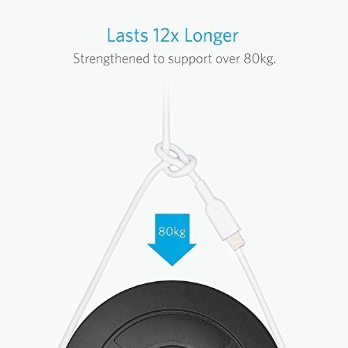 Anker PowerLine II Lightning Cable (6ft), Probably The World's Most Durable Cable, MFi Certified for iPhone 7 / 7 Plus / 6 / 6 Plus / 5S (White)