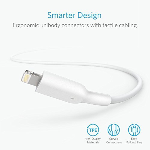 Anker PowerLine II Lightning Cable (6ft), Probably The World's Most Durable Cable, MFi Certified for iPhone 7 / 7 Plus / 6 / 6 Plus / 5S (White)