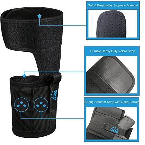 Ankle Holster For Concealed Carry | Neoprene, Universal, Adjustable, Gun/Pistol Leg Holster with Mag Pouch For Glock 26, 27, 30, 42, 43, Smith & Wesson Shield, Bodyguard .380, Sig Sauer, & Many More