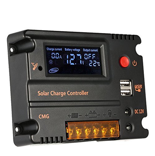 Anself 20A 12V/24V LCD Solar Charge Controller Panel Battery Auto Regulator Switch Overload Protection