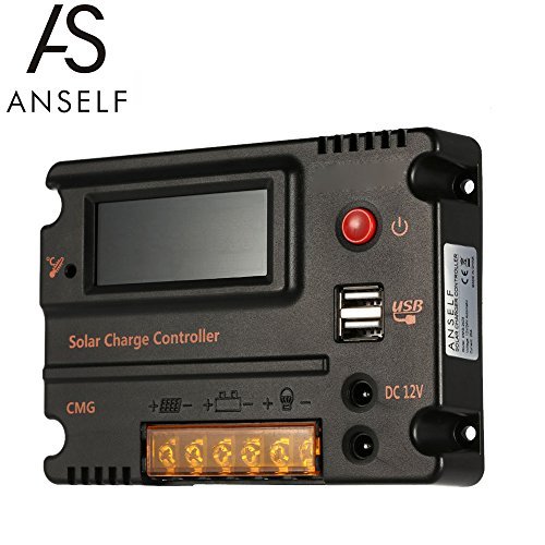Anself 20A 12V/24V LCD Solar Charge Controller Panel Battery Auto Regulator Switch Overload Protection