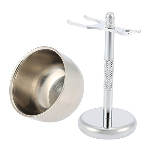 Anself 4 in 1 Men's Shaving Set Pure Badger Brush + Shaving Stand + Stainless Steel Shaving Soap Bowl + Razor for Dry or Wet Shaver