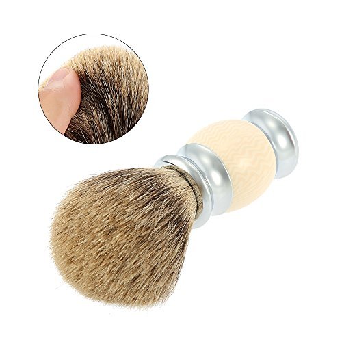 Anself 4 in 1 Men's Shaving Set Pure Badger Brush + Shaving Stand + Stainless Steel Shaving Soap Bowl + Razor for Dry or Wet Shaver