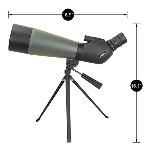 Aomekie AO4012 20-60X 80mm Zoom Spotting Scope Astronomy Telescope with Metal Tripod and Carrying Bag - HD BAK4 Porro Prism - 45° Angled Eyepiece - for Outdoor Sporting - Waterproof and Fogproof