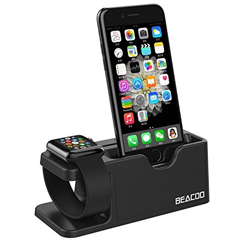 Apple Watch Stand, Beacoo Charging Dock Charge Station Stock Cradle Holder Charging Stand for Apple Watch Series2/Series1/Nike+ Both 38mm and 42mm & iPhone 6 6 plus 5S 5 iphone7 7plus (Black)