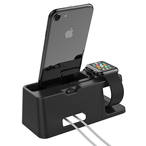 Apple Watch Stand, Beacoo Charging Dock Charge Station Stock Cradle Holder Charging Stand for Apple Watch Series2/Series1/Nike+ Both 38mm and 42mm & iPhone 6 6 plus 5S 5 iphone7 7plus (Black)