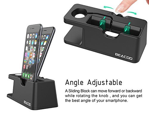 Apple Watch Stand, Beacoo Charging Dock Charge Station Stock Cradle Holder Charging Stand for Apple Watch Series2/Series1/Nike+ Both 38mm and 42mm & iPhone 6 6 plus 5S 5 iphone7 7plus (Black)