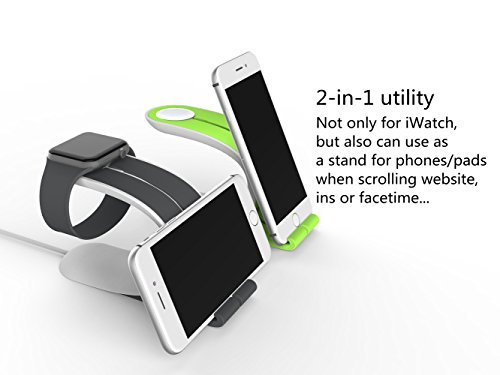 Apple Watch Stand, LOCA Mobius 2-in-1 Smart Watch Charging Holder for Apple Watch, iPhone, iPad All Edition(Grey)