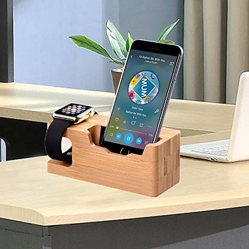 Apple Watch Stand, Ovtel Bamboo Wood Charging Bracket Docking Station StockCradle Holder for iPhone 7 and iwatch Series 1 and 2 of 38mm 42mm