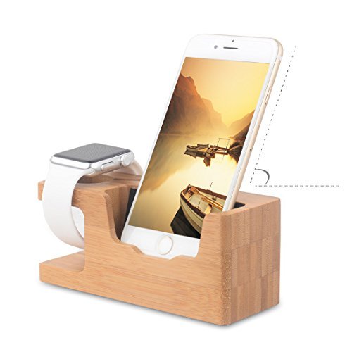 Apple Watch Stand, Ovtel Bamboo Wood Charging Bracket Docking Station StockCradle Holder for iPhone 7 and iwatch Series 1 and 2 of 38mm 42mm