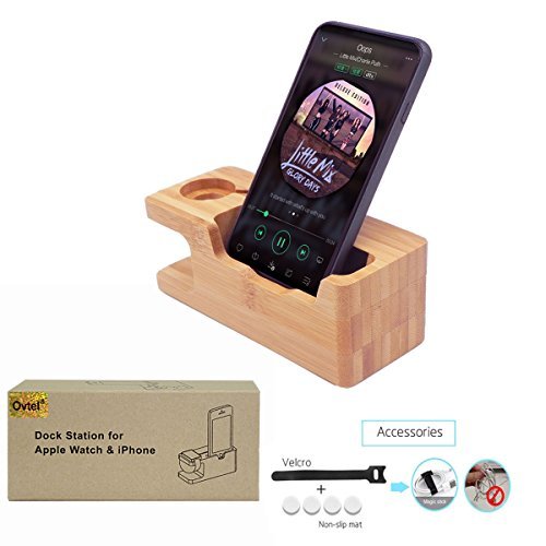 Apple Watch Stand, Ovtel Bamboo Wood Charging Bracket Docking Station StockCradle Holder for iPhone 7 and iwatch Series 1 and 2 of 38mm 42mm