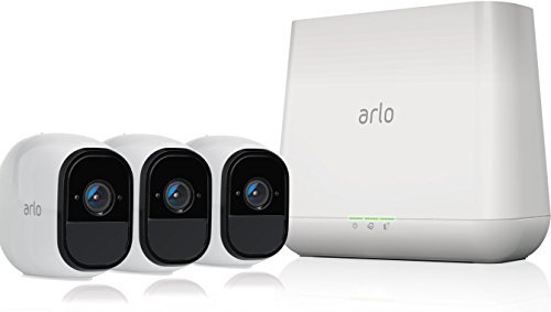 Arlo Pro by NETGEAR Security System Kit with Siren – 3 Arlo Pro Camera System and Indoor/Outdoor Mounts (AVM4000C)