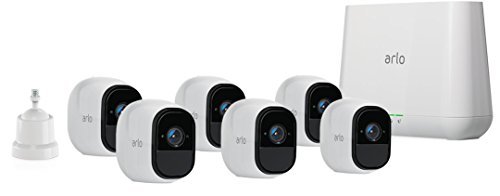 Arlo Pro by NETGEAR Security System with Siren – 6 Rechargeable Wire-Free HD Cameras with Audio, Indoor/Outdoor, Night Vision (VMS4630)