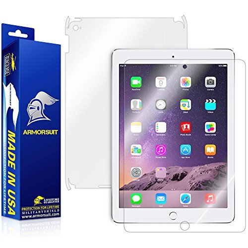 ArmorSuit MilitaryShield - Apple iPad Air 2 Wifi Screen Protector + Full Body Skin Protector / Front + Back Anti-Bubble Ultra HD - Extreme Clarity & Touch Responsive Shield with Lifetime Free Replacements