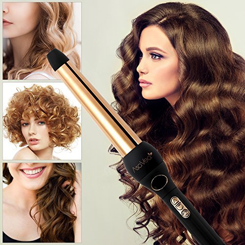 AsaVea Gold Titanium Hair Curler Interchangeable Wands, 3 Barrels (18-25 mm, Spiral 25 mm, 25-32 mm) 