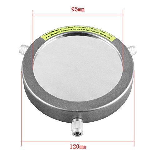 Astromania Deluxe Solar Filter 120mm Adjustable Metal Cap for Telescope Tubes with Outer Diameter 90mm to 112mm Aperture 95mm - immediately start solar observing and our Sun becomes "within reach