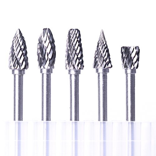 Atoplee 10pcs 1/8" Shank Tungsten Steel Solid Carbide Rotary Files Diamond Burrs Set Fits Dremel Rotary Tool for Woodworking Drilling Carving Engraving