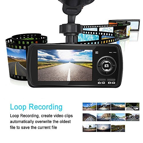 AuKing Dash Cam Full HD 1080P in Car Camera Blackbox DVR Dashboard with 2.7" LCD, Car Video Recorder, Built in G-Sensor with Automatic Loop Recording, WDR, Motion Detection, Parking Monitoring