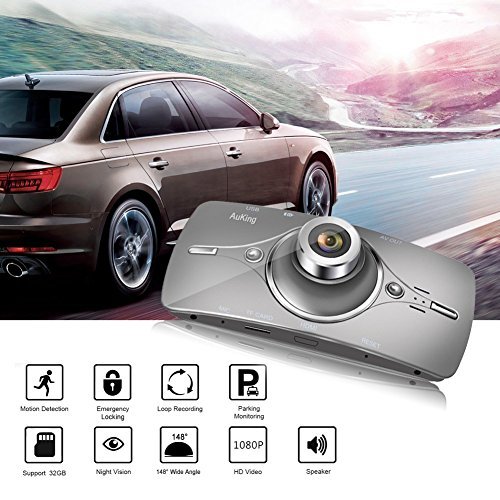 AuKing Dash Cam Full HD 1080P in Car Camera Blackbox DVR Dashboard with 2.7" LCD, Car Video Recorder, Built in G-Sensor with Automatic Loop Recording, WDR, Motion Detection, Parking Monitoring