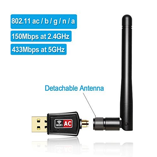 Autley AC600Mbps USB Wifi Adapter 802.11ac USB Wireless Adapter Dual Band USB Wifi Dongle for Windows 10/8.1/7/XP/Vista Mac OS X 10.4-10.11