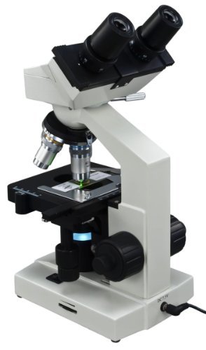 Awarded Best Compound Microscope 2016 - OMAX 40X-2000X Lab LED Binocular Microscope with Double Layer Mechanical Stage w Blank Slides Covers and Lens Cleaning Paper